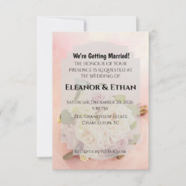 Dreamy Blush Pink Rose and Tulle Romantic Wedding Einladung