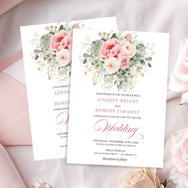 Dreamy Blush Rose Floral Wedding Invitation Einladung (Dreamy Blush Rose Floral Wedding Invitation)
