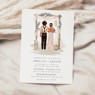 Dreamy Bohemisch Beach Couple Wedding Einladung