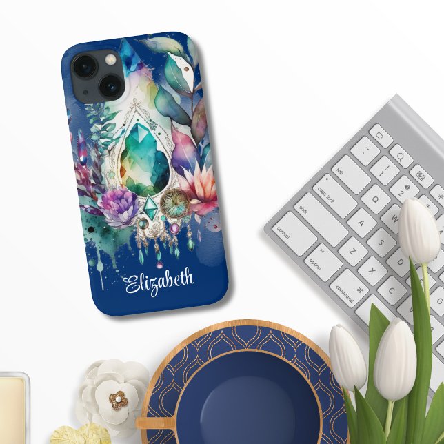 Dreamy Boho Crystals Dreamcatcher Navy Case-Mate iPhone Hülle (Von Creator hochgeladen)