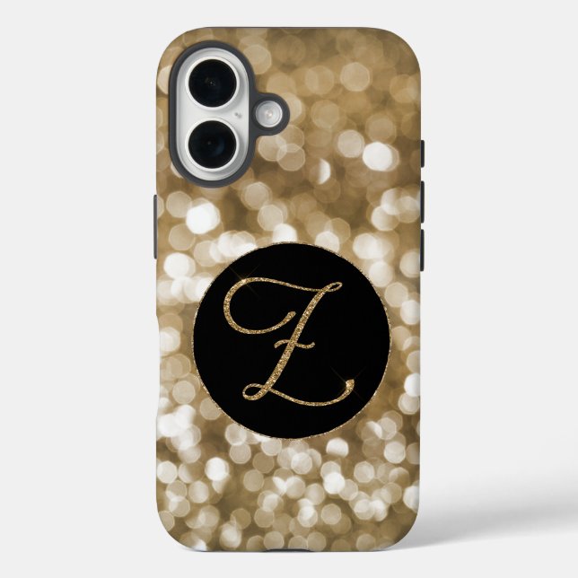 Dreamy Bokeh Gold Glitzer Letter Z Monogram Black Case-Mate iPhone Hülle (Rückseite)