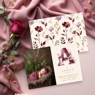 Dreamy Bunny A Initial Gold Glitter Newborn Ankündigung