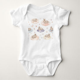 Dreamy Bunny Clouds Baby Bodysuit | Sleeping Bunny Strampler