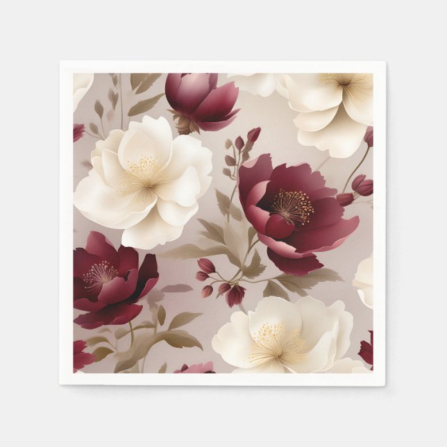 Dreamy Burgundy Blume Serviette (Vorderseite)