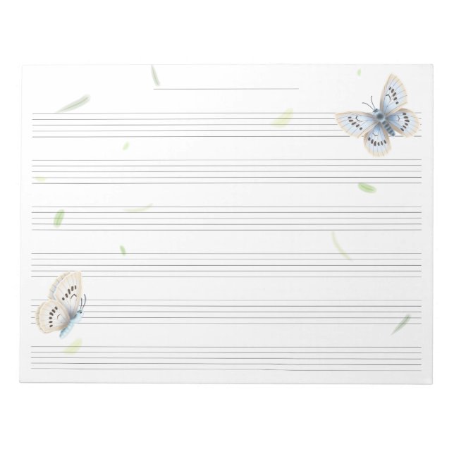 Dreamy Butterflies Music Manuscript Paper Musician Notizblock (Vorderseite)