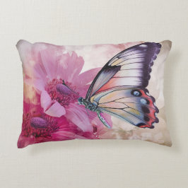 Dreamy Butterfly mit rosafarbenen Blume Dekokissen