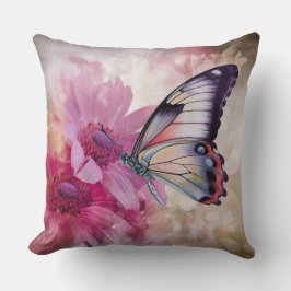 Dreamy Butterfly mit rosafarbenen Blume Kissen