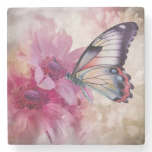 Dreamy Butterfly mit rosafarbenen Blume