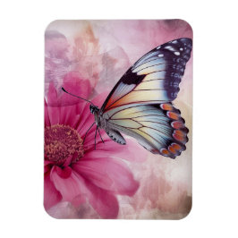 Dreamy Butterfly über die Leinwand der Blumen Magnet