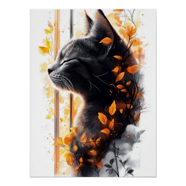 Dreamy Cat im Herbst Breeze by Window Poster (Vorderseite)
