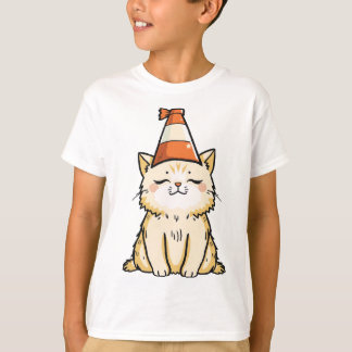 Dreamy Cat mit Traffic Cone Hat T-Shirt
