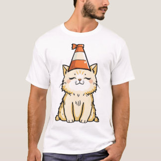 Dreamy Cat mit Traffic Cone Hat T-Shirt