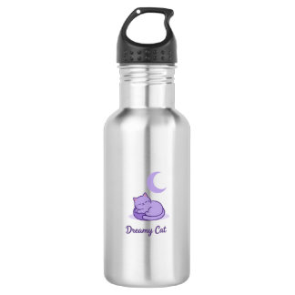 Dreamy Cat Moon Water Bottle | Cute Purple Cat Fla Edelstahlflasche