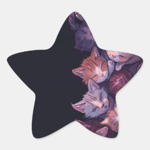 Dreamy Cat Nickerchen - Grosses Kitten Illustratio Stern-Aufkleber