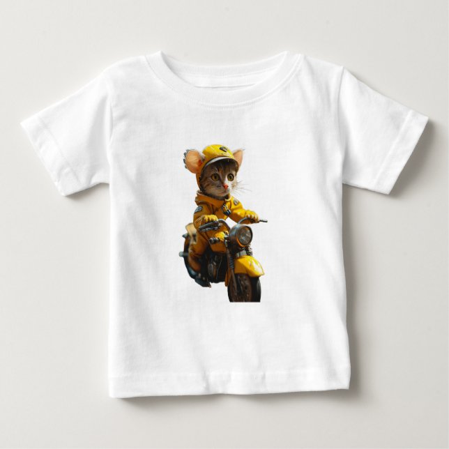 Dreamy Cat Reiten a Bike Baby T - Shirt (Vorderseite)