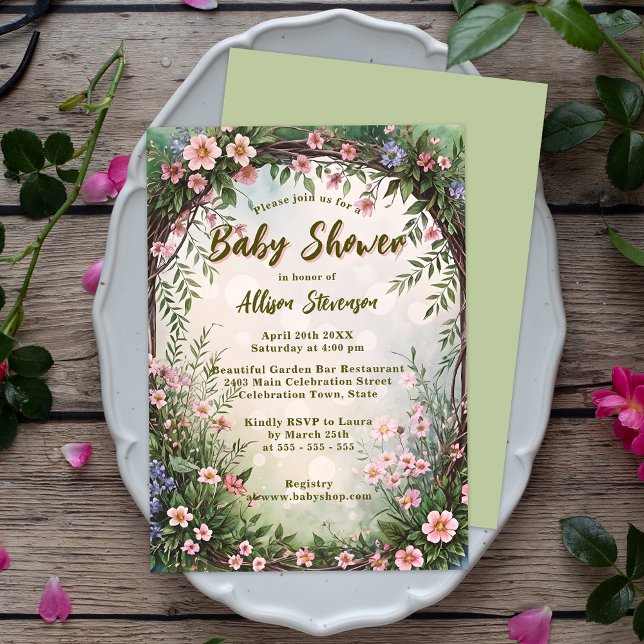 Dreamy Charming Spring Garden Party Babydusche Einladung (Von Creator hochgeladen)