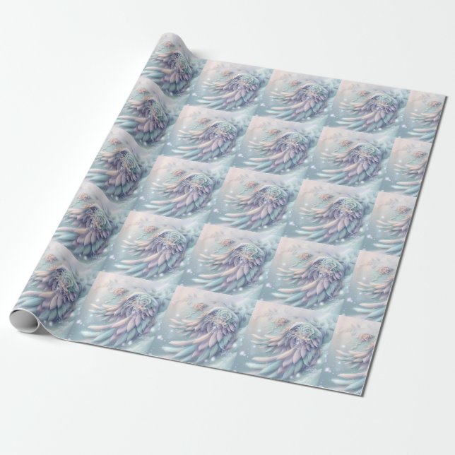 Dreamy Christmas Angel Wings Wrapping Paper Geschenkpapier (Ungerollt)
