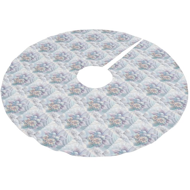 Dreamy Christmas Ornament Tree Skirt Polyester Weihnachtsbaumdecke (Schrägansicht)