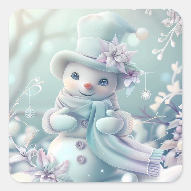 Dreamy Christmas Snowman Sticker (Vorderseite)