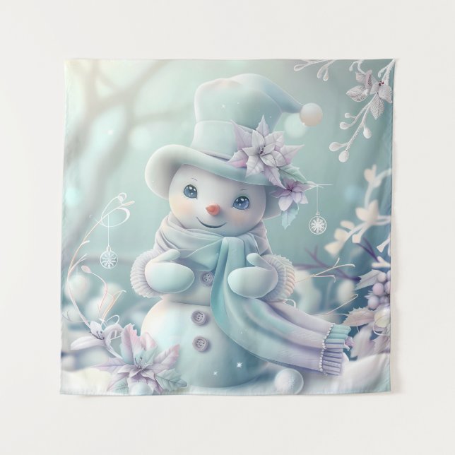 Dreamy Christmas Snowman Tapestry Wandteppich (Vorderseite)