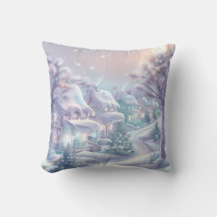 Dreamy Christmas Village Throw Kissen