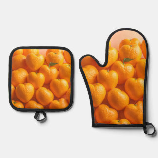 Dreamy Citrus Heart Ofenhandschuh & Topflappen-Set