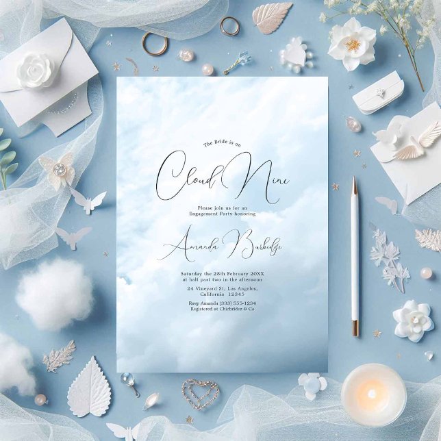 Dreamy Cloud 9 Engagement Party Einladung (Dreamy Cloud 9 Engagement Party Invitation)
