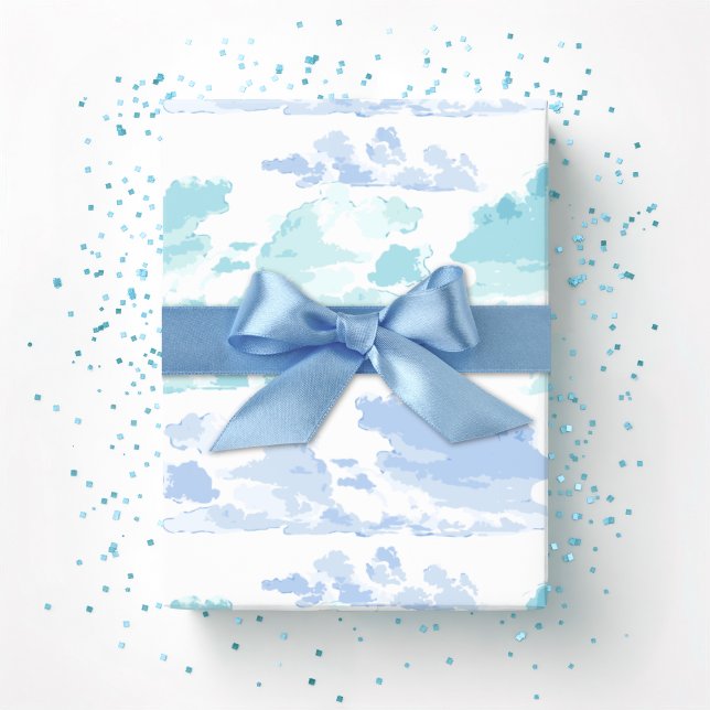 Dreamy Cloud Bands in Blue and Aqua Geschenkpapier (Von Creator hochgeladen)
