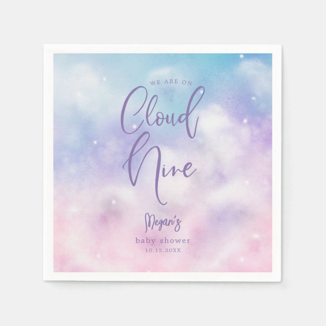 Dreamy Cloud Nine Girl Baby Shower Serviette (Vorderseite)