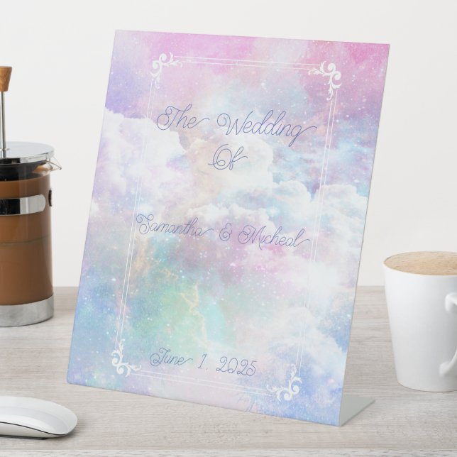 Dreamy Clouds and Stars Wedding Sockelschild (In Situ)
