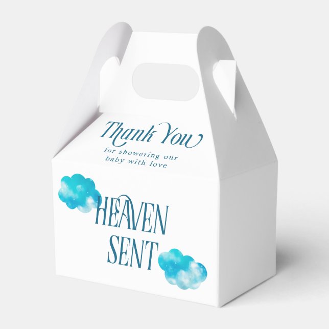 Dreamy Clouds Heaven Sent Boy Baby Dusche Geschenkschachtel (Vorderseite)