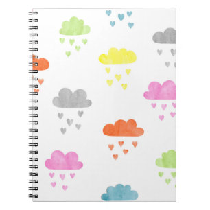 Dreamy Clouds: Wasserfarbener Herzrain Notizblock