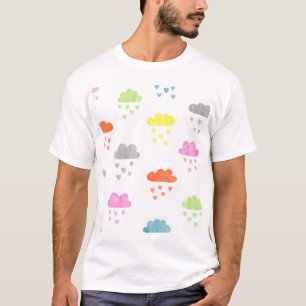 Dreamy Clouds: Wasserfarbener Herzrain T-Shirt