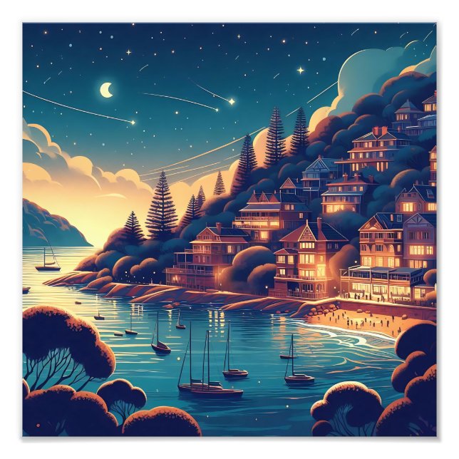 Dreamy Coastal Night Fotodruck (Vorne)