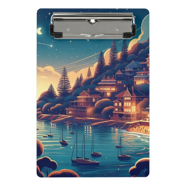 Dreamy Coastal Night Mini Klemmbrett (Vorderseite)