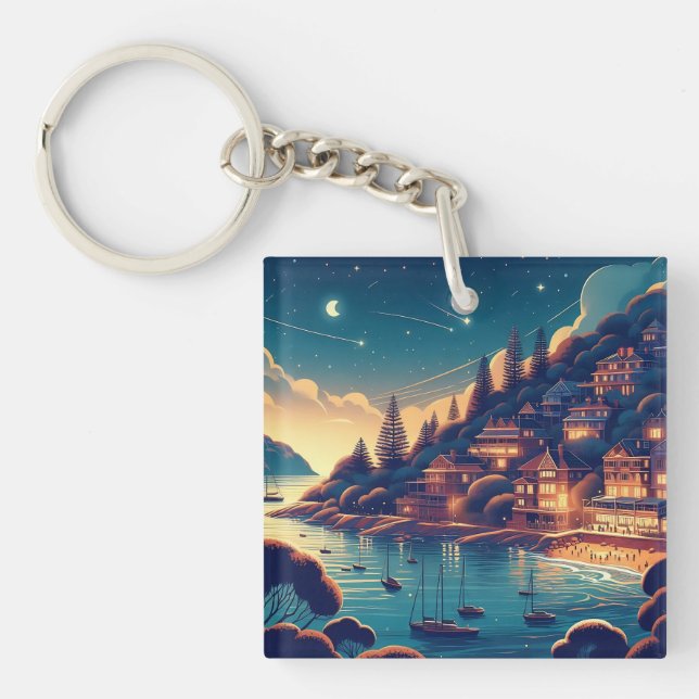 Dreamy Coastal Night Schlüsselanhänger (Vorderseite)