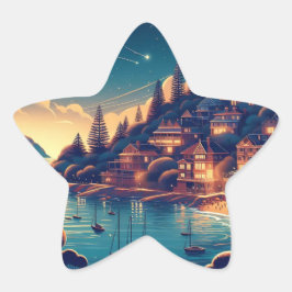 Dreamy Coastal Night Stern-Aufkleber