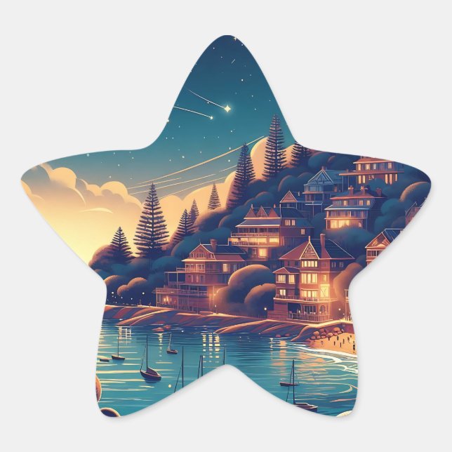 Dreamy Coastal Night Stern-Aufkleber (Vorderseite)