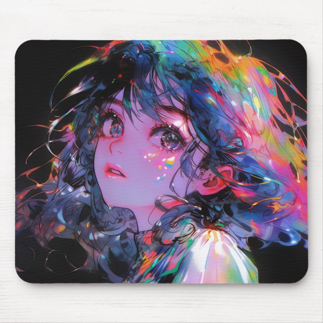 Dreamy Color Splash Anime Girl Mousepad (Vorne)