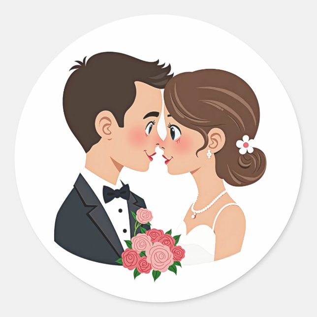 Dreamy Couple Verlobung Sticker (Vorderseite)