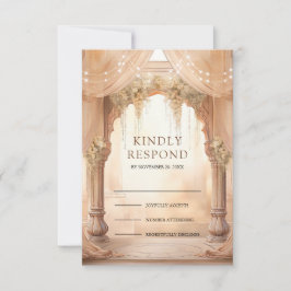 Dreamy Cream Floral Indian Mandap Hindu Wedding RSVP Karte