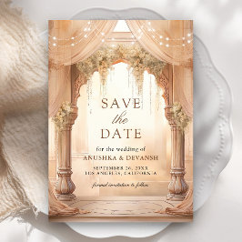 Dreamy Cream Floral Indian Mandap Hindu Wedding Save The Date