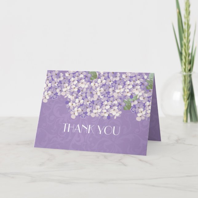 Dreamy Damask Lavender Hydrangea Vielen Dank Dankeskarte (Vorderseite)