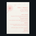 Dreamy Dandelion Wedding Menu Card - Rose Pink Menükarte<br><div class="desc">Genießen Sie die Schönheit der Natur mit dieser unwiderstehlich delikaten Hochzeitskollektion von Dreamy Dandelion. Ideal für Hochzeiten im Frühjahr oder Sommer. Auch in anderen Farben erhältlich. Matching-Komponenten verfügbar auf berryberrysüß.com</div>