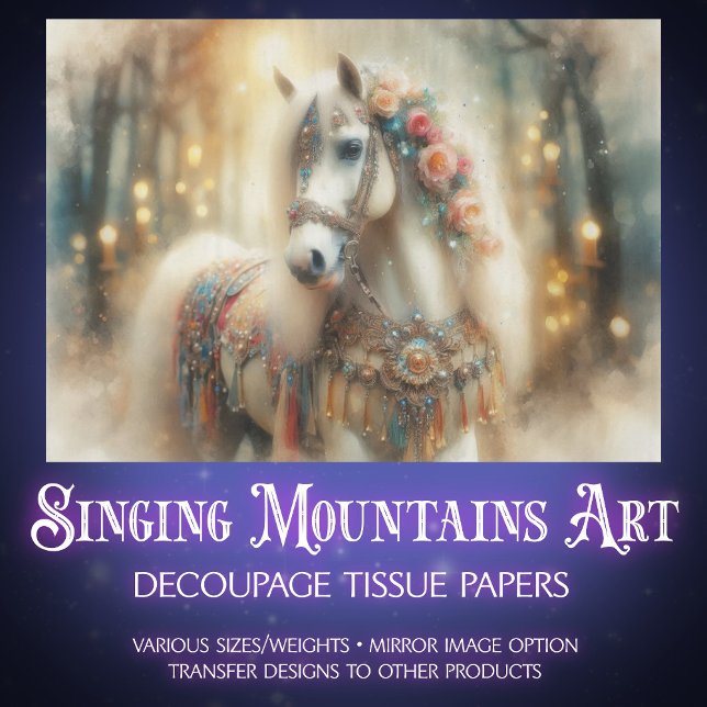 Dreamy Decorated Fairytale Horse Decoupage Seidenpapier (Von Creator hochgeladen)