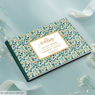 Dreamy Deep Green und Gold Wedding Guest Book Gästebuch