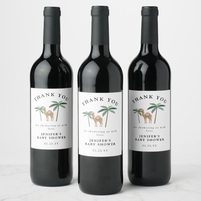 Dreamy Desert Niedlich Camel Weinlabel Weinetikett (Flaschen)