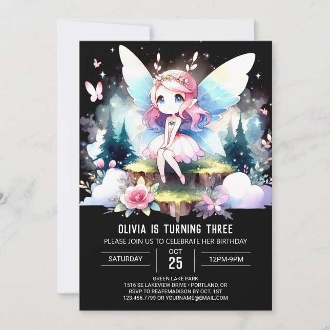 Dreamy Design Fairy Birthday Einladung (Vorderseite)