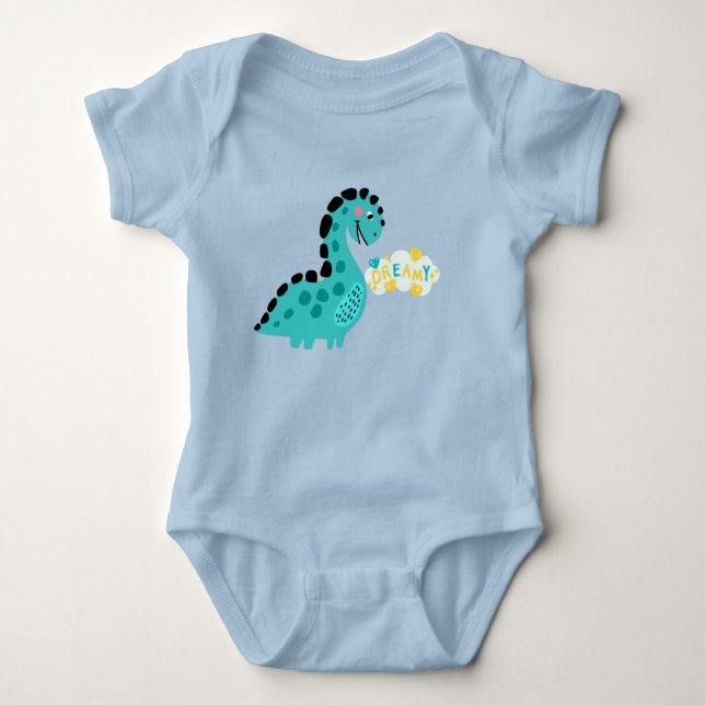 Dreamy Dinosaur Baby Bodysuit Strampler (Vorderseite)