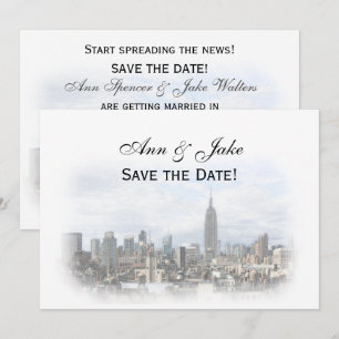Dreamy Dk Gray NYC Skyline Save the Date H Einladung